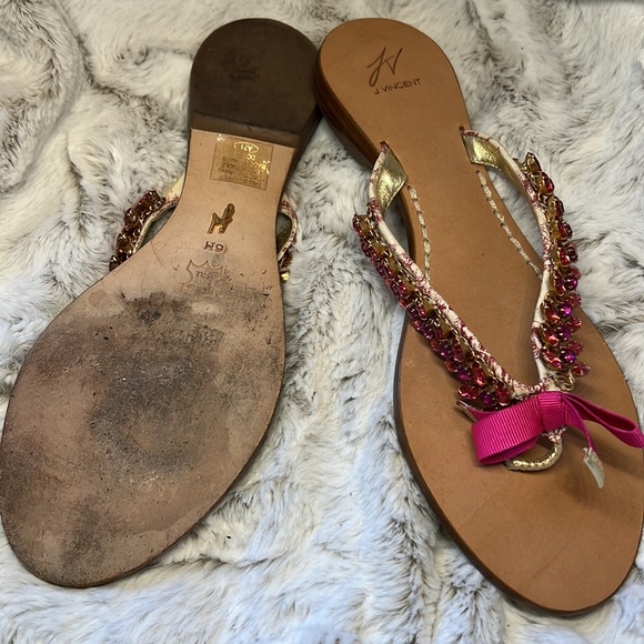 J Vincent sandals beautifully pink stones (all intact) size 6 in great condition - Picture 2 of 3
